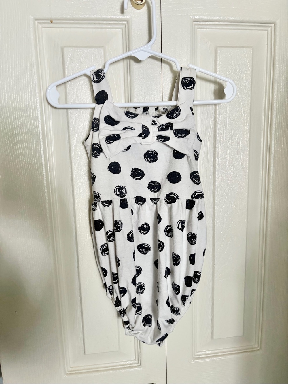 Jessica Simpson Polka Dot 12 months black white romper bodysuit girls bubble bow